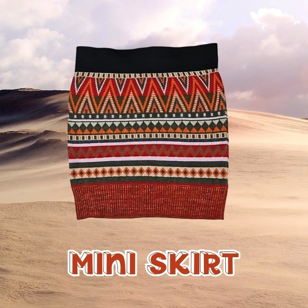 Rust Orange Knit Mini Skirt